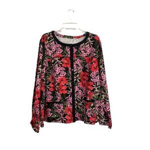 Allison Daley Women's Pink Tropical Floral Sweater